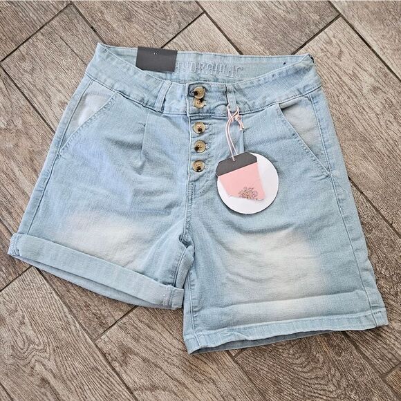 Hydraulic Murray Curvy Hi Rise Light Denim Wash Shorts Size 8 - Picture 4 of 11